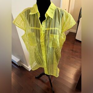🟢MXM neon green/yellow summer sheer top. Size 22.🟢